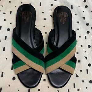 Charlotte Stone “Tea” slides in Palm color Size US W 10